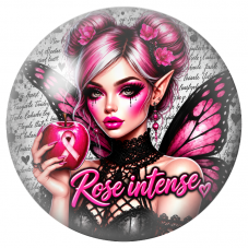 Cabochon en Verre Illustré Fée Gothique Rose Intense 12 à 25mm pour la Création de Bijoux Fantaisie - DIY