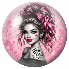 Cabochon en Verre Illustré Femme Rose et Forte 12 à 25mm pour la Création de Bijoux Fantaisie - DIY