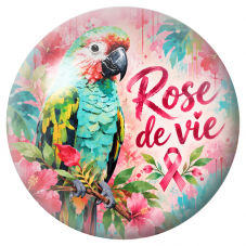 Cabochon en Verre Illustré Perroquet Rose de Vie 12 à 25mm pour la Création de Bijoux Fantaisie - DIY