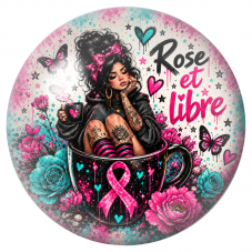 Cabochon en Verre Illustré Femme Rose et Libre 12 à 25mm pour la Création de Bijoux Fantaisie - DIY