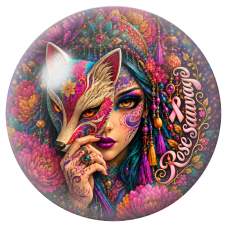 Cabochon en Verre Illustré Femme au Masque de Renard Rose Sauvage 12 à 25mm pour la Création de Bijoux Fantaisie - DIY
