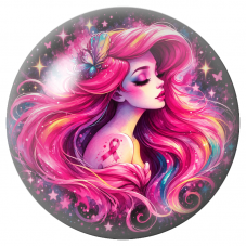Cabochon en Verre Illustré Femme Cosmique au Ruban Rose 12 à 25mm pour la Création de Bijoux Fantaisie - DIY