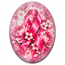 Cabochon en Verre Illustré Ruban Rose aux Pivoines Étincelantes 13x18, 18x25 ou 30x40mm pour la Création de Bijoux Fantaisie