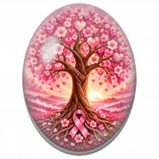 Cabochon en Verre Illustré Arbre aux Cœurs et Ruban Rose 13x18, 18x25 ou 30x40mm pour la Création de Bijoux Fantaisie - DIY