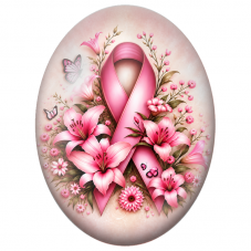 Cabochon en Verre Illustré Ruban Rose aux Lys et Papillons 13x18, 18x25 ou 30x40mm pour la Création de Bijoux Fantaisie - DIY