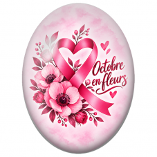 Cabochon en Verre Illustré Octobre en Fleurs 13x18, 18x25 ou 30x40mm pour la Création de Bijoux Fantaisie - DIY
