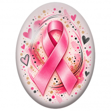 Cabochon en Verre Illustré Ruban Rose aux Cœurs Graphiques 13x18, 18x25 ou 30x40mm pour la Création de Bijoux Fantaisie - DIY