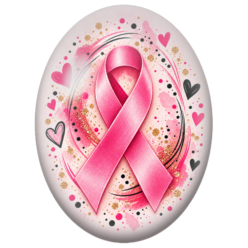 Cabochon en Verre Illustré Ruban Rose aux Cœurs Graphiques 13x18, 18x25 ou 30x40mm pour la Création de Bijoux Fantaisie - DIY