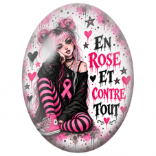 Cabochon en Verre Illustré En Rose et Contre Tout 13x18, 18x25 ou 30x40mm pour la Création de Bijoux Fantaisie - DIY