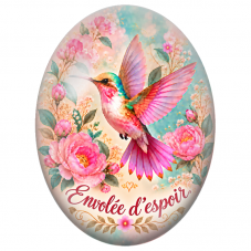 Cabochon en Verre Illustré Colibri Envolée d’Espoir 13x18, 18x25 ou 30x40mm pour la Création de Bijoux Fantaisie - DIY
