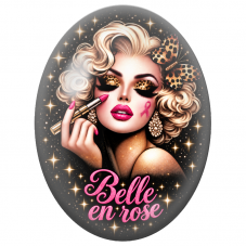Cabochon en Verre Illustré Belle en Rose 13x18, 18x25 ou 30x40mm pour la Création de Bijoux Fantaisie - DIY