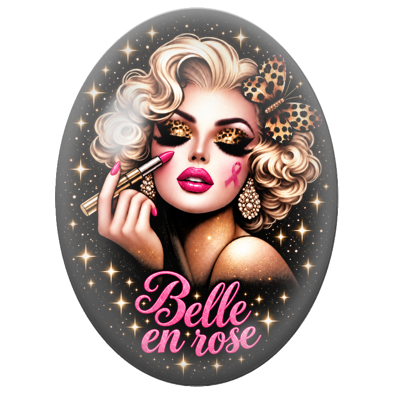 Cabochon en Verre Illustré Belle en Rose 13x18, 18x25 ou 30x40mm pour la Création de Bijoux Fantaisie - DIY