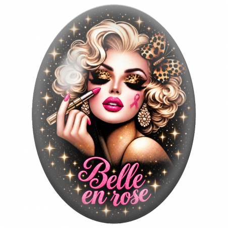 Cabochon en Verre Illustré Belle en Rose 13x18, 18x25 ou 30x40mm