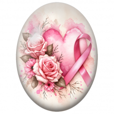 Cabochon en Verre Illustré Cœur Fleuri au Ruban Rose 13x18, 18x25 ou 30x40mm pour la Création de Bijoux Fantaisie - DIY