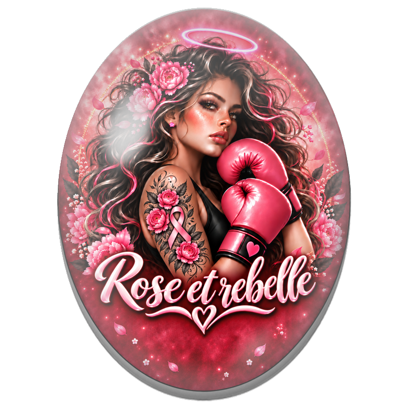 Cabochon en Verre Illustré Boxeuse Rose et Rebelle 13x18, 18x25 ou 30x40mm pour la Création de Bijoux Fantaisie - DIY
