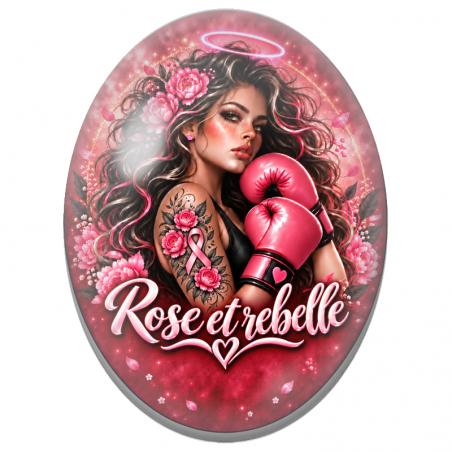 Cabochon en Verre Illustré Boxeuse Rose et Rebelle 13x18, 18x25 ou 30x40mm