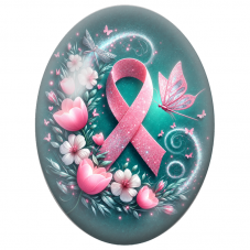 Cabochon en Verre Illustré Ruban Rose aux Papillons Lumineux 13x18, 18x25 ou 30x40mm pour la Création de Bijoux Fantaisie - DIY