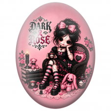 Cabochon en Verre Illustré Poupée Dark Rose 13x18, 18x25 ou 30x40mm pour la Création de Bijoux Fantaisie - DIY