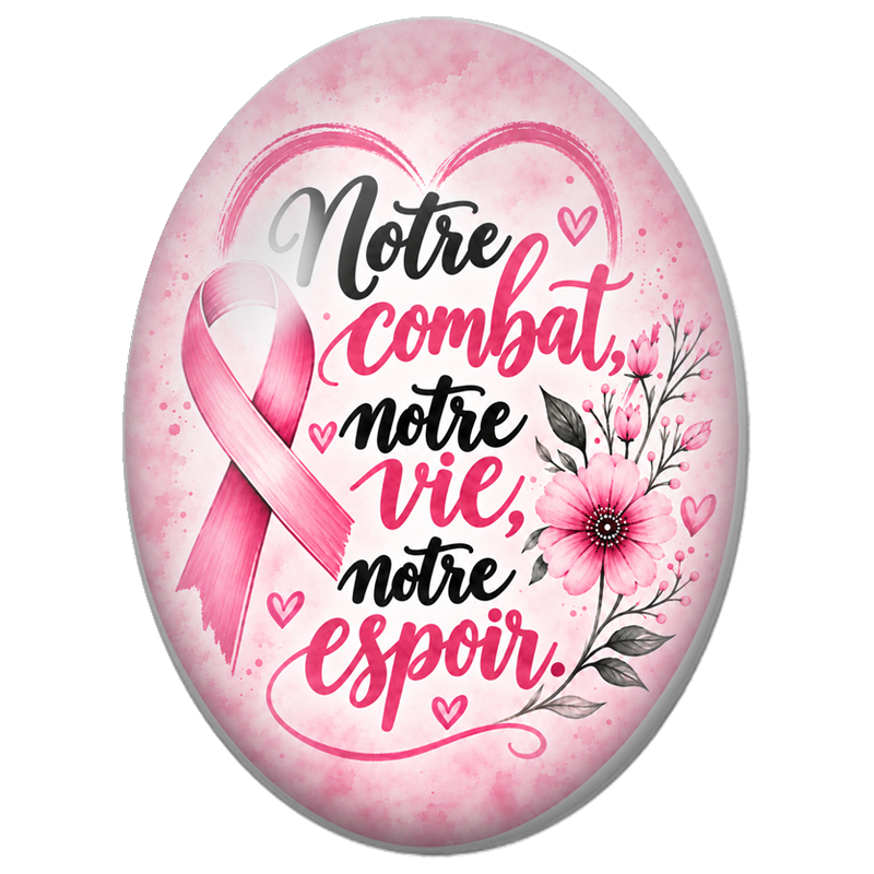 Cabochon en Verre Illustré Notre Combat Notre Vie Notre Espoir 13x18, 18x25 ou 30x40mm pour la Création de Bijoux Fantaisie
