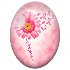 Cabochon en Verre Illustré Gerbera Espoir et Rubans Roses 13x18, 18x25 ou 30x40mm pour la Création de Bijoux Fantaisie - DIY