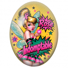 Cabochon en Verre Illustré Fée Pop Art Rose Indomptable 13x18, 18x25 ou 30x40mm pour la Création de Bijoux Fantaisie - DIY