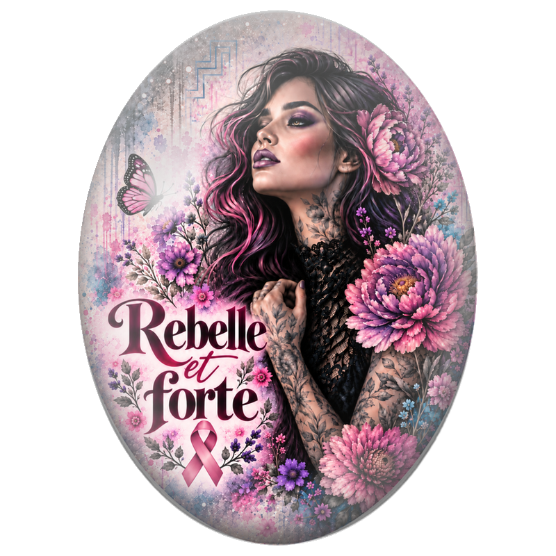 Cabochon en Verre Illustré Femme Rebelle et Forte 13x18, 18x25 ou 30x40mm pour la Création de Bijoux Fantaisie - DIY