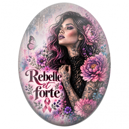 Cabochon en Verre Illustré Femme Rebelle et Forte 13x18, 18x25 ou 30x40mm