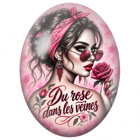Cabochon en Verre Illustré Du Rose Dans les Veines 13x18, 18x25 ou 30x40mm