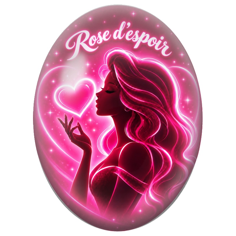 Cabochon en Verre Illustré Femme Rose d’Espoir 13x18, 18x25 ou 30x40mm pour la Création de Bijoux Fantaisie - DIY