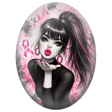 Cabochon en Verre Illustré Baiser au Ruban Rose 13x18, 18x25 ou 30x40mm pour la Création de Bijoux Fantaisie - DIY