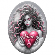 Cabochon en Verre Illustré Femme au Cœur Vivre 13x18, 18x25 ou 30x40mm pour la Création de Bijoux Fantaisie - DIY