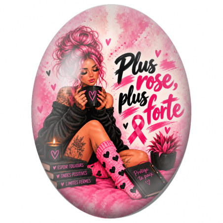 Cabochon en Verre Illustré Plus Rose Plus Forte 13x18, 18x25 ou 30x40mm