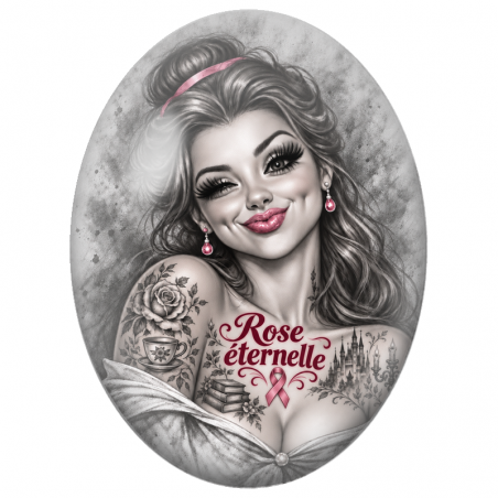 Cabochon en Verre Illustré Femme Rose Éternelle 13x18, 18x25 ou 30x40mm