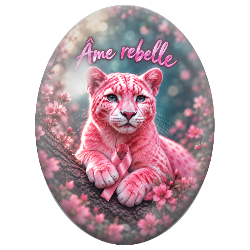 Cabochon en Verre Illustré Tigre Rose Âme Rebelle 13x18, 18x25 ou 30x40mm pour la Création de Bijoux Fantaisie - DIY