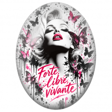 Cabochon en Verre Illustré Femme Forte Libre Vivante 13x18, 18x25 ou 30x40mm pour la Création de Bijoux Fantaisie - DIY