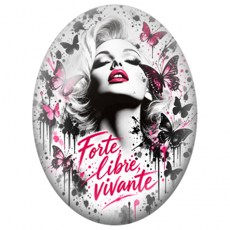 Cabochon en Verre Illustré Femme Forte Libre Vivante 13x18, 18x25 ou 30x40mm