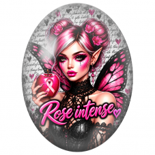 Cabochon en Verre Illustré Fée Gothique Rose Intense 13x18, 18x25 ou 30x40mm pour la Création de Bijoux Fantaisie - DIY