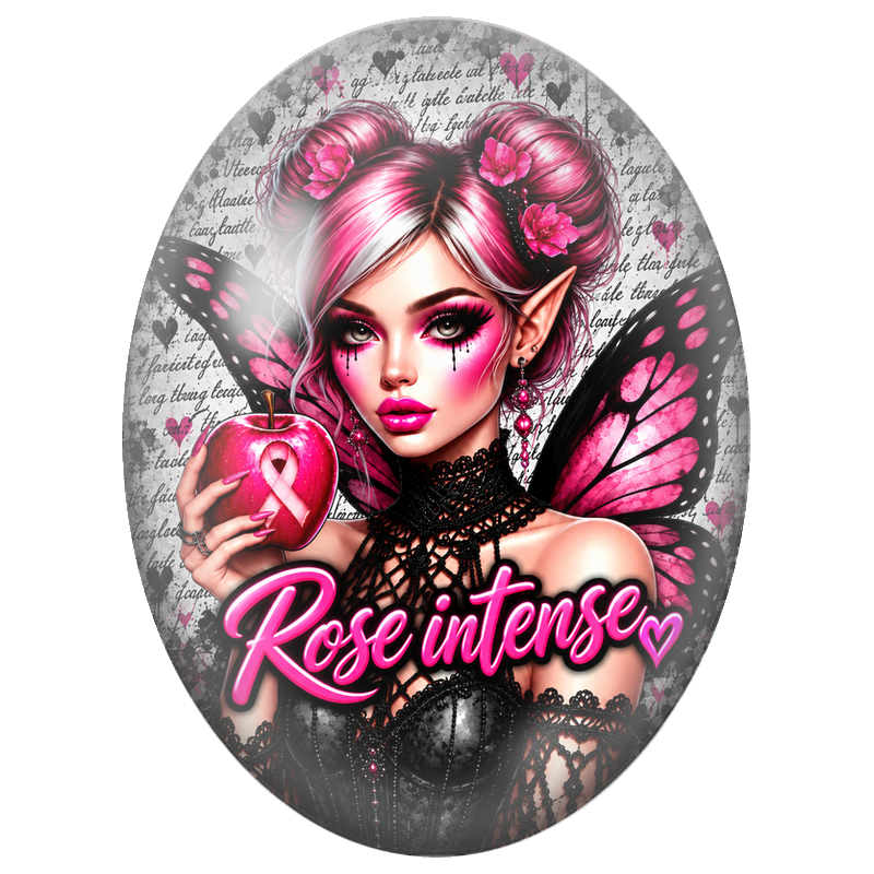 Cabochon en Verre Illustré Fée Gothique Rose Intense 13x18, 18x25 ou 30x40mm pour la Création de Bijoux Fantaisie - DIY