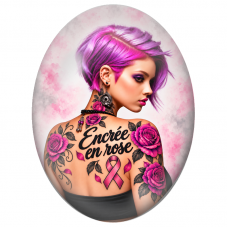 Cabochon en Verre Illustré Femme Tatouée Encrée en Rose 13x18, 18x25 ou 30x40mm pour la Création de Bijoux Fantaisie - DIY