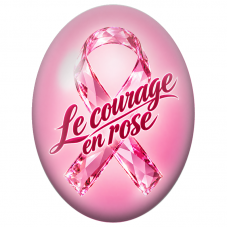 Cabochon en Verre Illustré Ruban Diamant Le Courage en Rose 13x18, 18x25 ou 30x40mm pour la Création de Bijoux Fantaisie - DIY