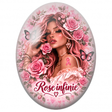 Cabochon en Verre Illustré Femme Rose Infinie 13x18, 18x25 ou 30x40mm pour la Création de Bijoux Fantaisie - DIY