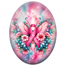 Cabochon en Verre Illustré Papillon Précieux au Ruban Rose 13x18, 18x25 ou 30x40mm pour la Création de Bijoux Fantaisie - DIY