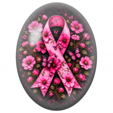 Cabochon en Verre Illustré Ruban Rose aux Cosmos et Papillons 13x18, 18x25 ou 30x40mm pour la Création de Bijoux Fantaisie - DIY