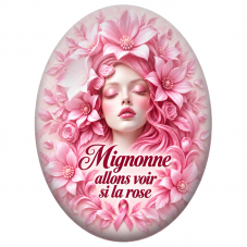 Cabochon en Verre Illustré Mignonne Allons Voir si la Rose 13x18, 18x25 ou 30x40mm pour la Création de Bijoux Fantaisie - DIY