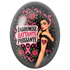 Cabochon en Verre Illustré Pin-Up Insoumise Battante Puissante 13x18, 18x25 ou 30x40mm pour la Création de Bijoux Fantaisie