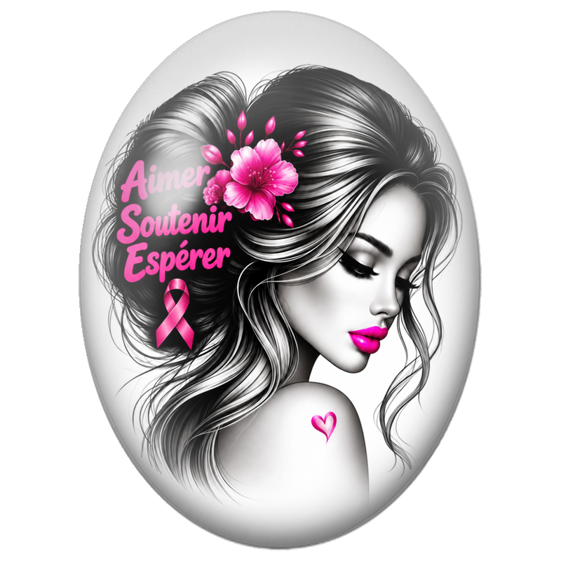 Cabochon en Verre Illustré Femme Aimer Soutenir Espérer 13x18, 18x25 ou 30x40mm pour la Création de Bijoux Fantaisie - DIY