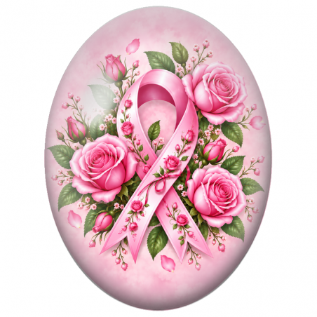 Cabochon en Verre Illustré Ruban Fleuri aux Roses 13x18, 18x25 ou 30x40mm