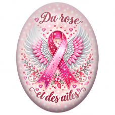 Cabochon en Verre Illustré Du Rose et des Ailes 13x18, 18x25 ou 30x40mm pour la Création de Bijoux Fantaisie - DIY