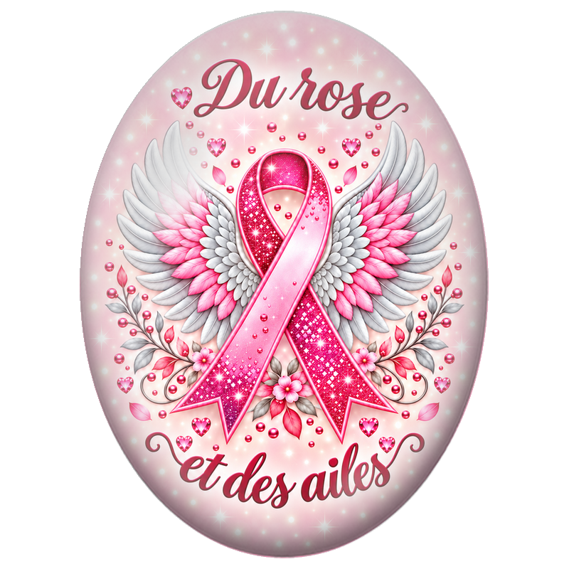 Cabochon en Verre Illustré Du Rose et des Ailes 13x18, 18x25 ou 30x40mm pour la Création de Bijoux Fantaisie - DIY