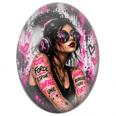 Cabochon en Verre Illustré Femme Urbaine Force Espoir Courage 13x18, 18x25 ou 30x40mm pour la Création de Bijoux Fantaisie - DIY